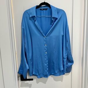 Zara Women's Blue Satin Blouse